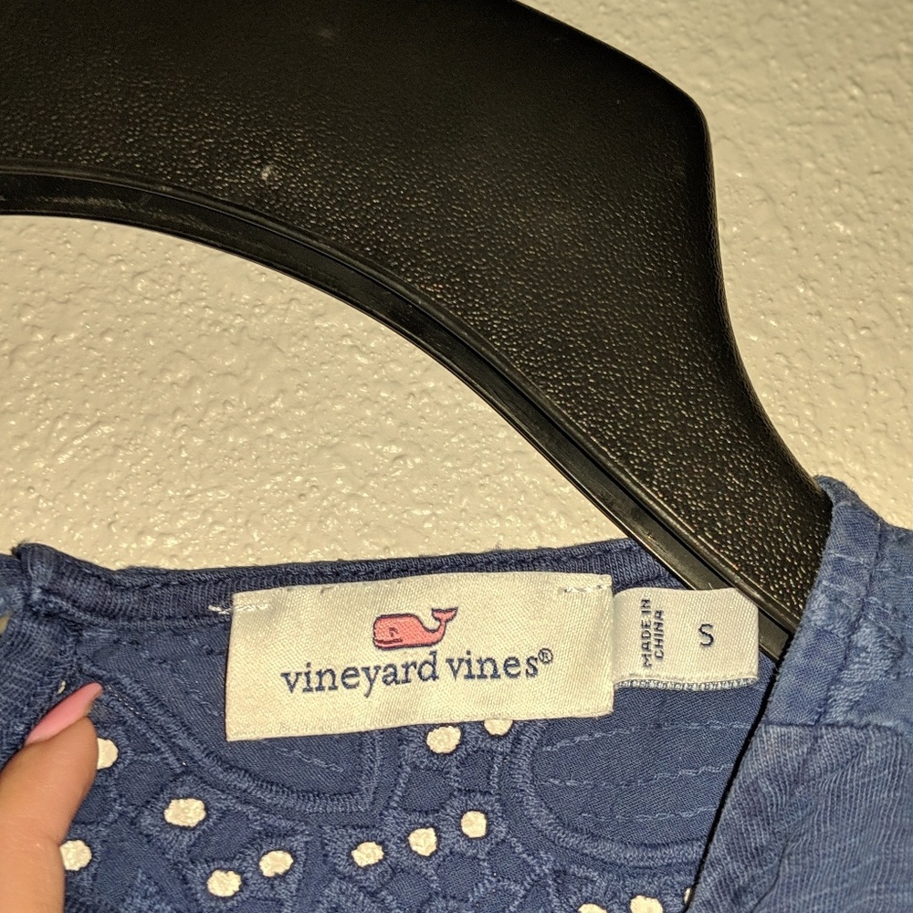 Vineyard Vines Navy Eyelet Knit Mix Top - Picture 5 of 8
